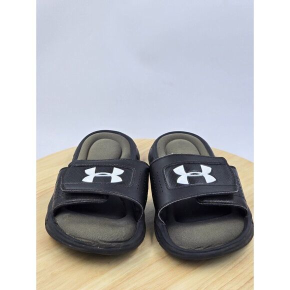 UNDER ARMOUR Men's Ignite V SL Slides Black / White 1287318-001 sz 8 - Picture 1 of 8